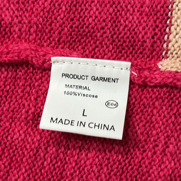 NWOT Unbranded Pink Striped Viscose Sweater L - Picture 9 of 11